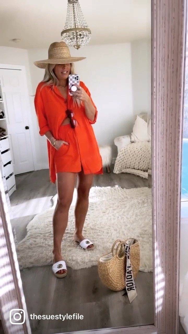 Beach vacation resort wear outfits
1. Sized up to a large for that oversized fit.
2. Pink loungewear set sized up to a large and in the bodysuit.
3. Resort dinner look sized up to a large
4. Coverup sized up 2 sizes to XL for that fit
5. Swimsuit sized up Tia a large 
6. Coverup sized up 2 sizes to XL
7. 2 piece set sized up to a large 
8. orange lounge set- sized up to large
9. Black romper fits TTS, but for that slouchy fit I sized up to a large to make it looked tucked in


#LTKFind #LTKswim #LTKsalealert