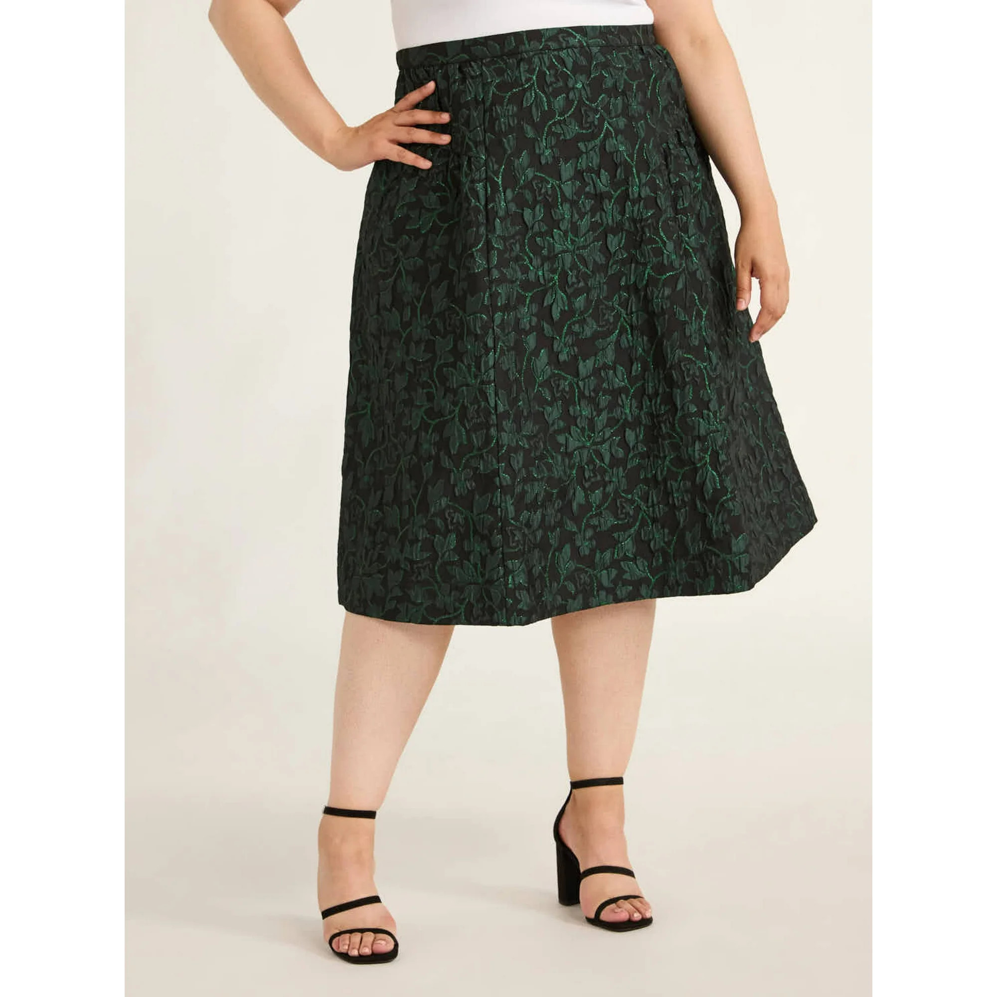Scoop Women's and Women's Plus Jacquard Midi Skirt, Sizes XS-4X - Walmart.com | Walmart (US)