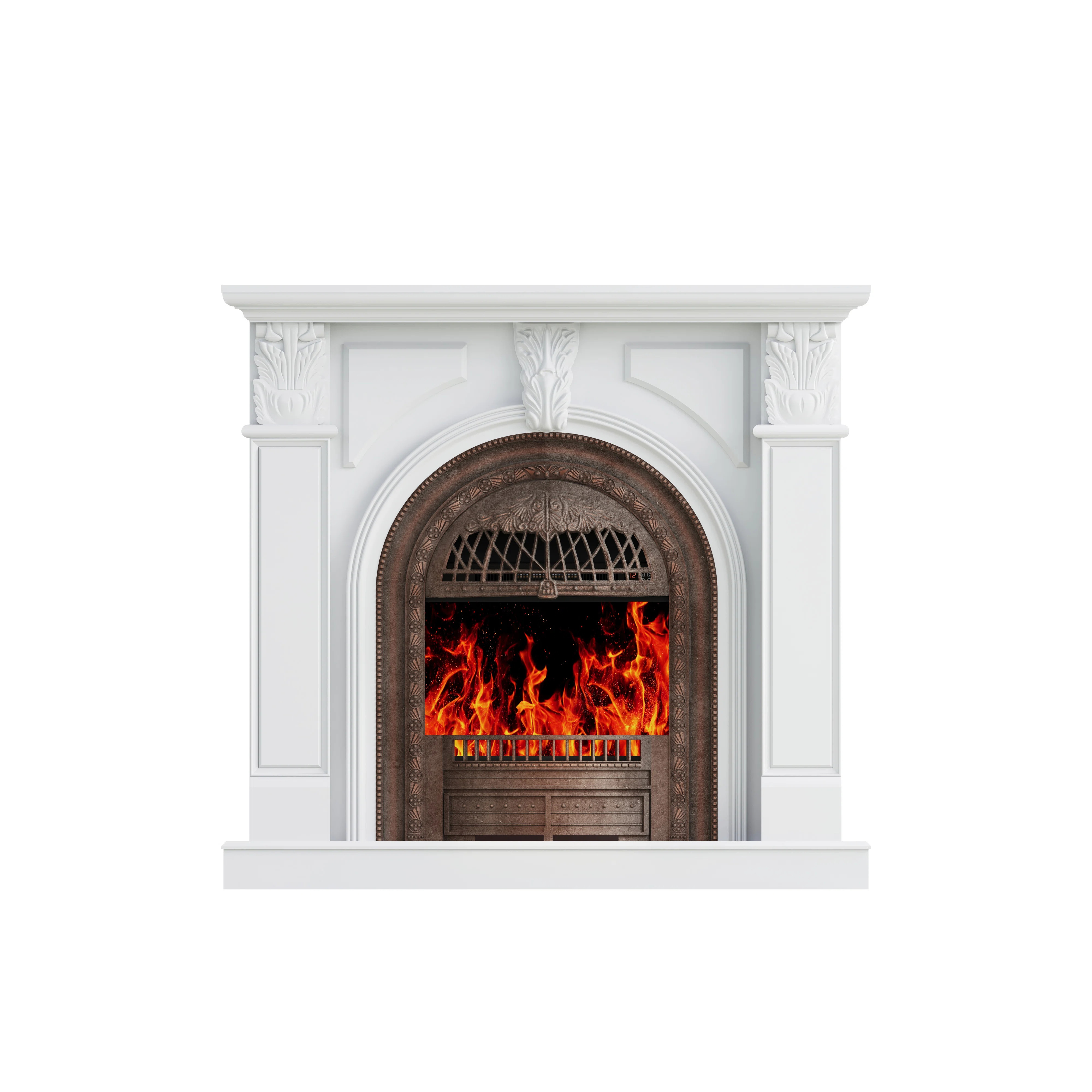 80" W Electric Fireplace Tv Stand With Mantel - Media Console For 90" Tvs, Farmhouse Fireplace With Storage | Wayfair North America