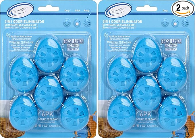 Air Jungles Shoe Deodorizer Balls 12 Ct, Fresh Linen Scent, Odor Remover Balls for Sneakers, Gym ... | Amazon (US)