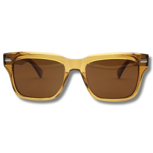 KIAURA EICHLER Premium UV400 Polarized Sunglasses - XL & Original Sizes, Shape Memory Acetate Frames, Scratch-Resistant Lenses, Flexible Spring Hinges - Whiskey | Amazon (US)