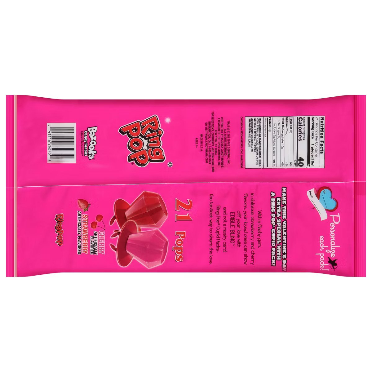 Ring Pop Valentine's Laydown Bag - 7.4oz/21ct | Target