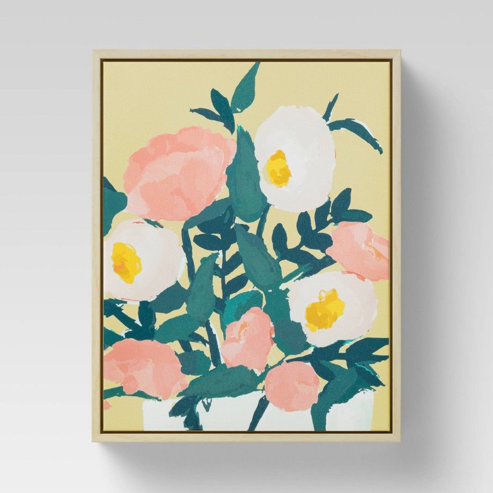 8"" x 10"" Yellow Floral Framed Canvas - Opalhouse | Target