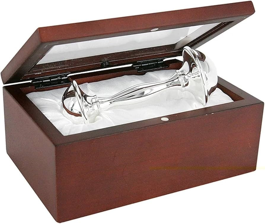 Stephan Baby Satin-Lined Rosewood Keepsake Box with 4" Silver Plated Keepsake Rattle | Amazon (US)