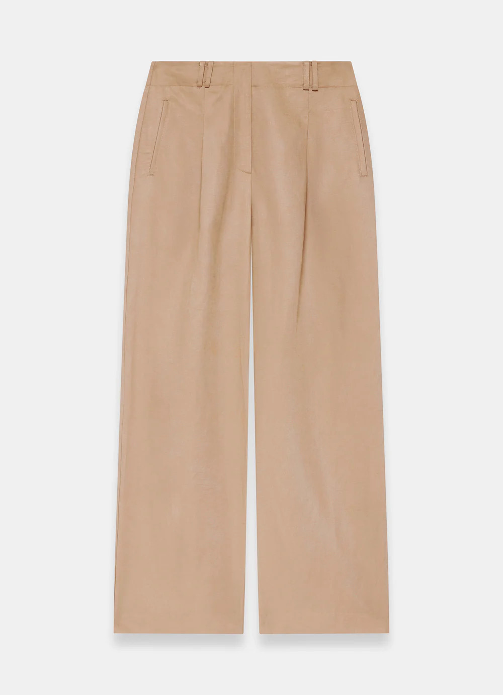 Neutral Linen Blend Wide Leg Trousers | Mint Velvet