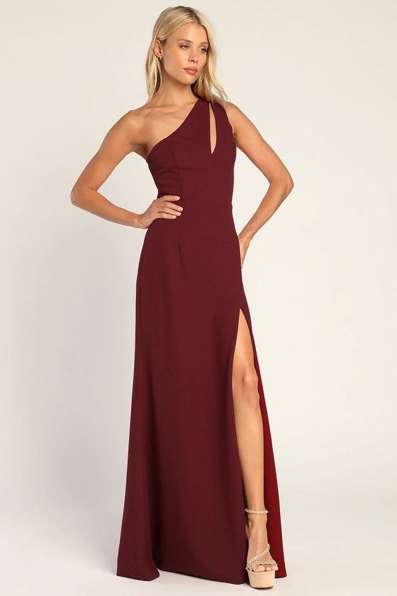 Divinely Dynamite Burgundy One-Shoulder Maxi Dress | Lulus (US)