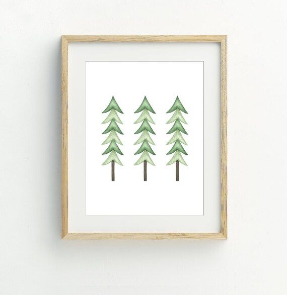 Trees Wall Art, Christmas Printable, Woodland Decor, Christmas Art print, digital download, Chris... | Etsy (US)