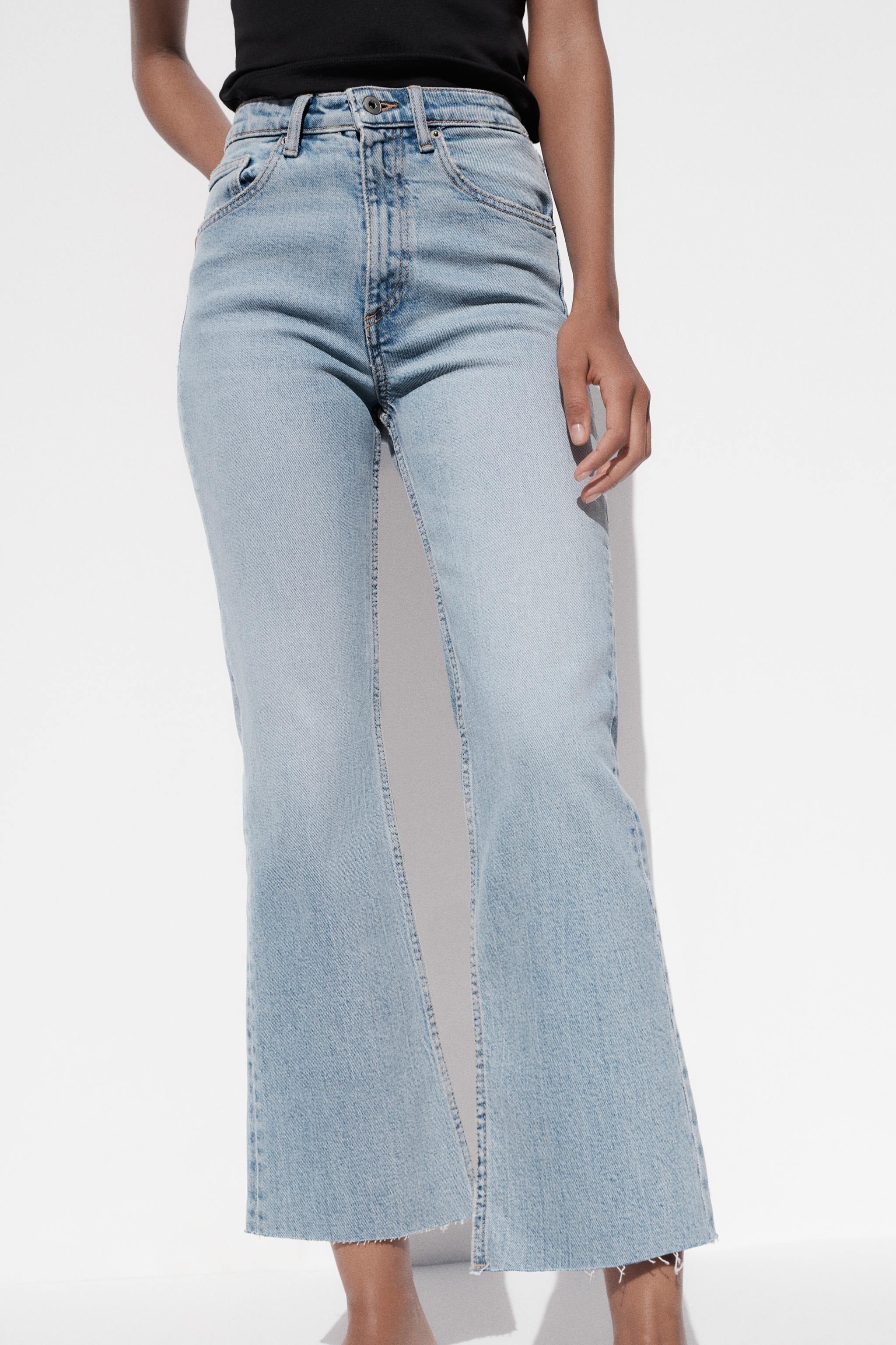 FLARED CROPPED HIGH WAIST TRF JEANS | Zara US