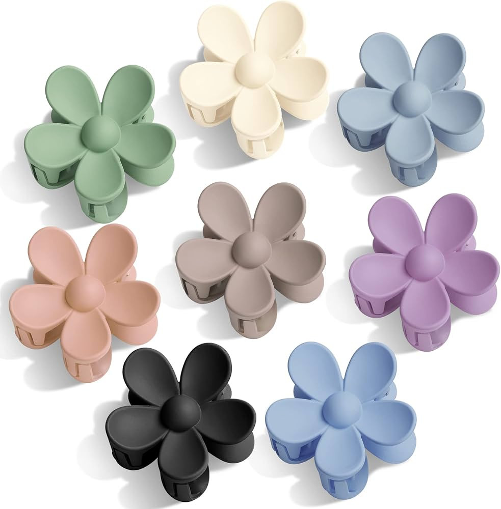Tyfthui 8 Pieces Flower Hair Clips, Matte Daisy Hair Claw Clips for Women Thick Hair, 8 Colors Cu... | Amazon (US)