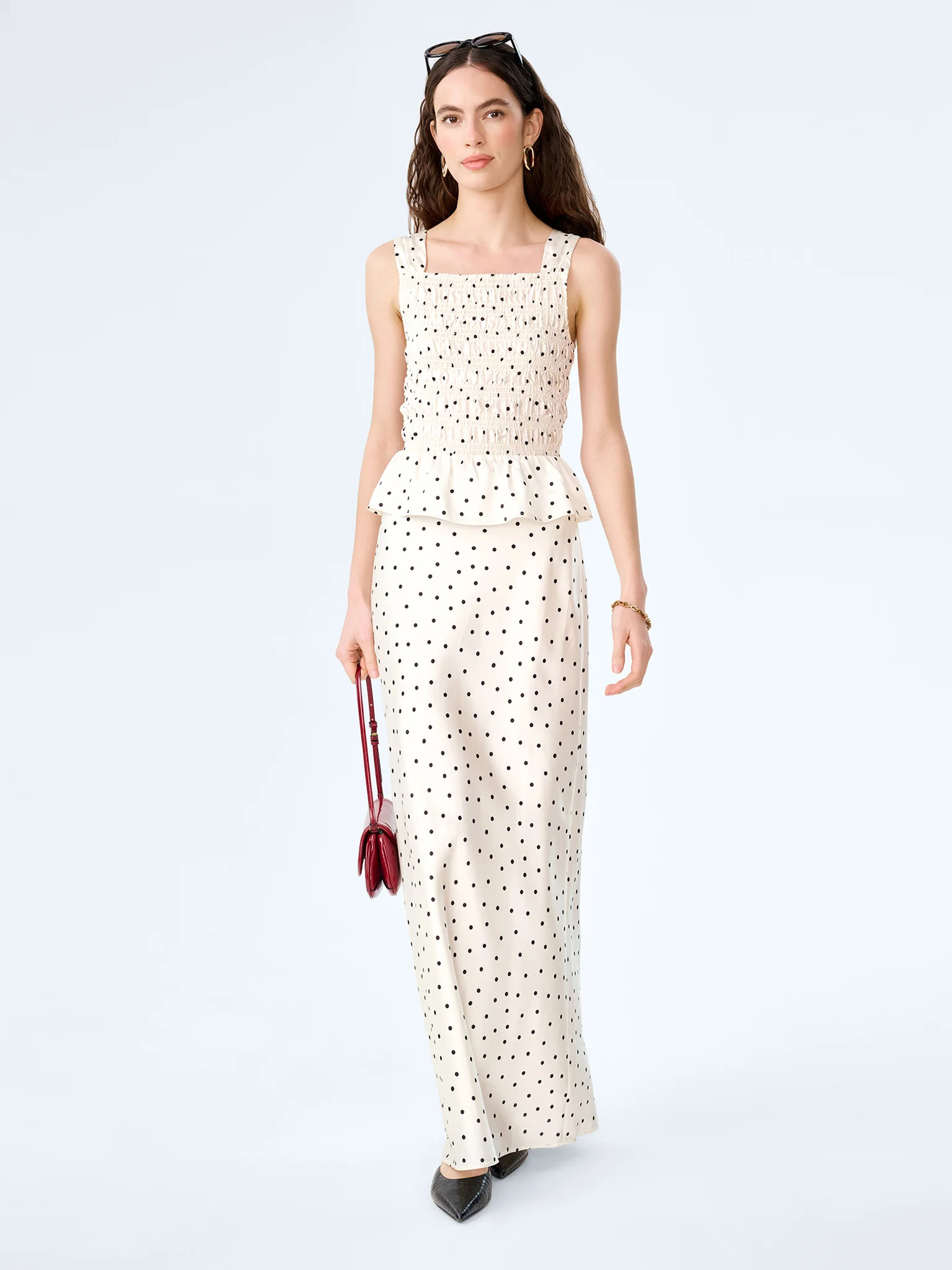 Monty Skirt in White Polka Dot | OMNES UK