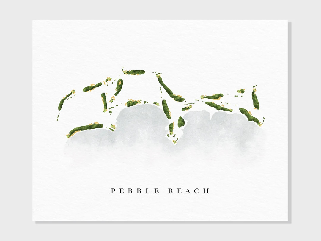 Pebble Beach California Golf Course Map Layout Golfer - Etsy | Etsy (US)