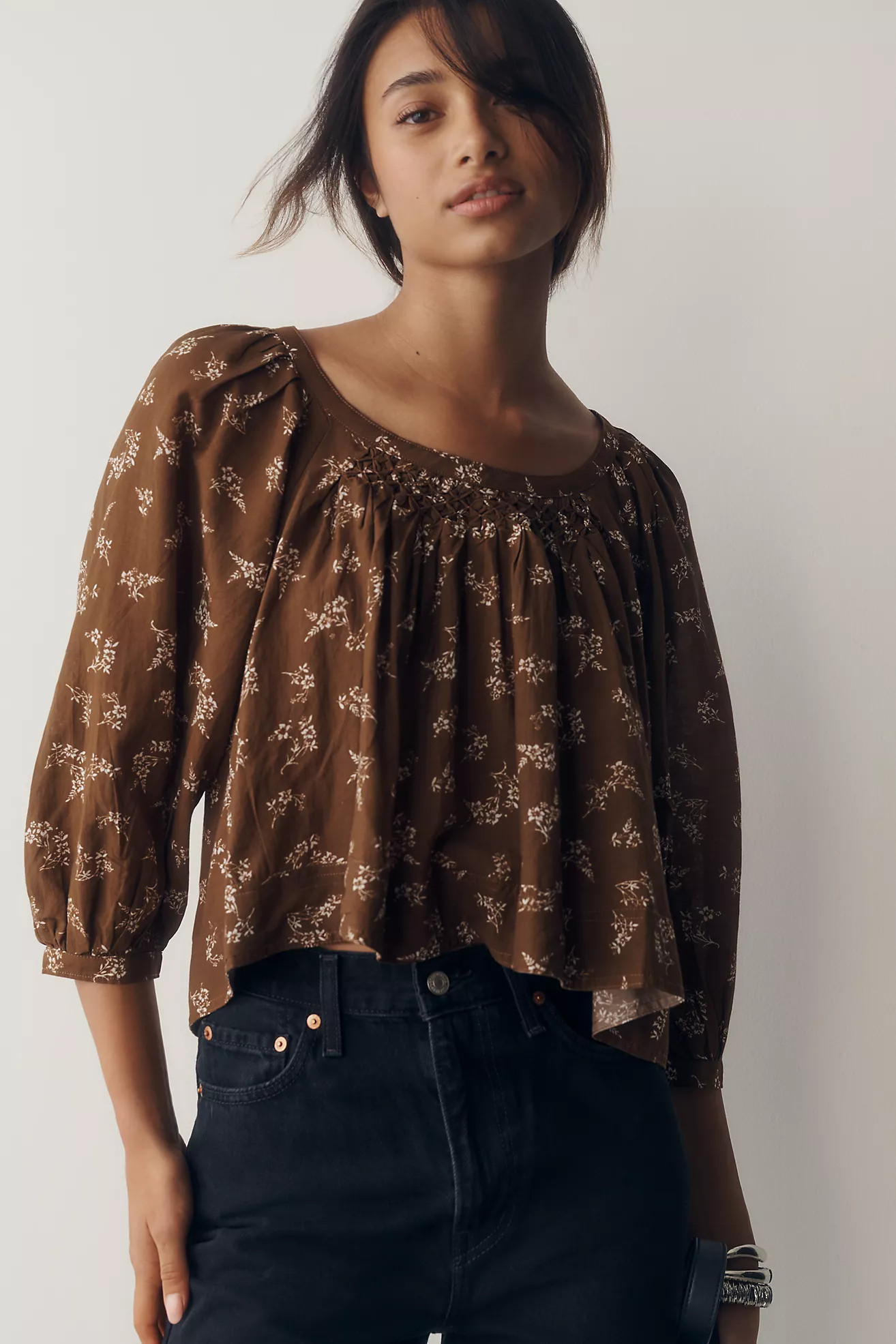 Pilcro Smocked Babydoll Top | Anthropologie (US)