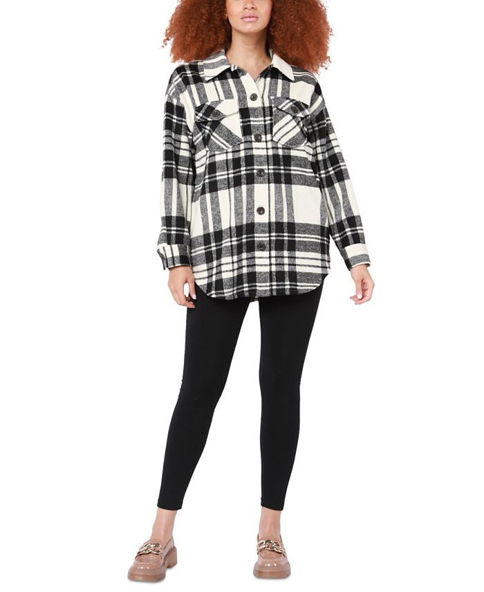 Black Tape Women's Plaid Button-Front Shacket & Reviews - Jackets & Blazers - Women - Macy's | Macys (US)