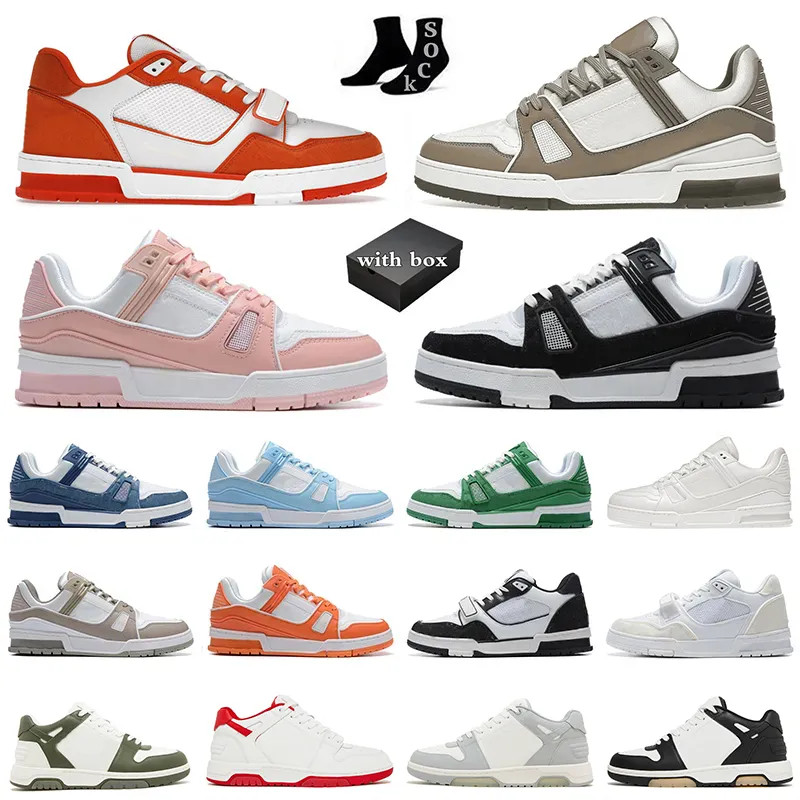 Designer Casual Shoes With Box Virgil Trainers Calfskin Leather mens womens platform Low black wh... | DHGate