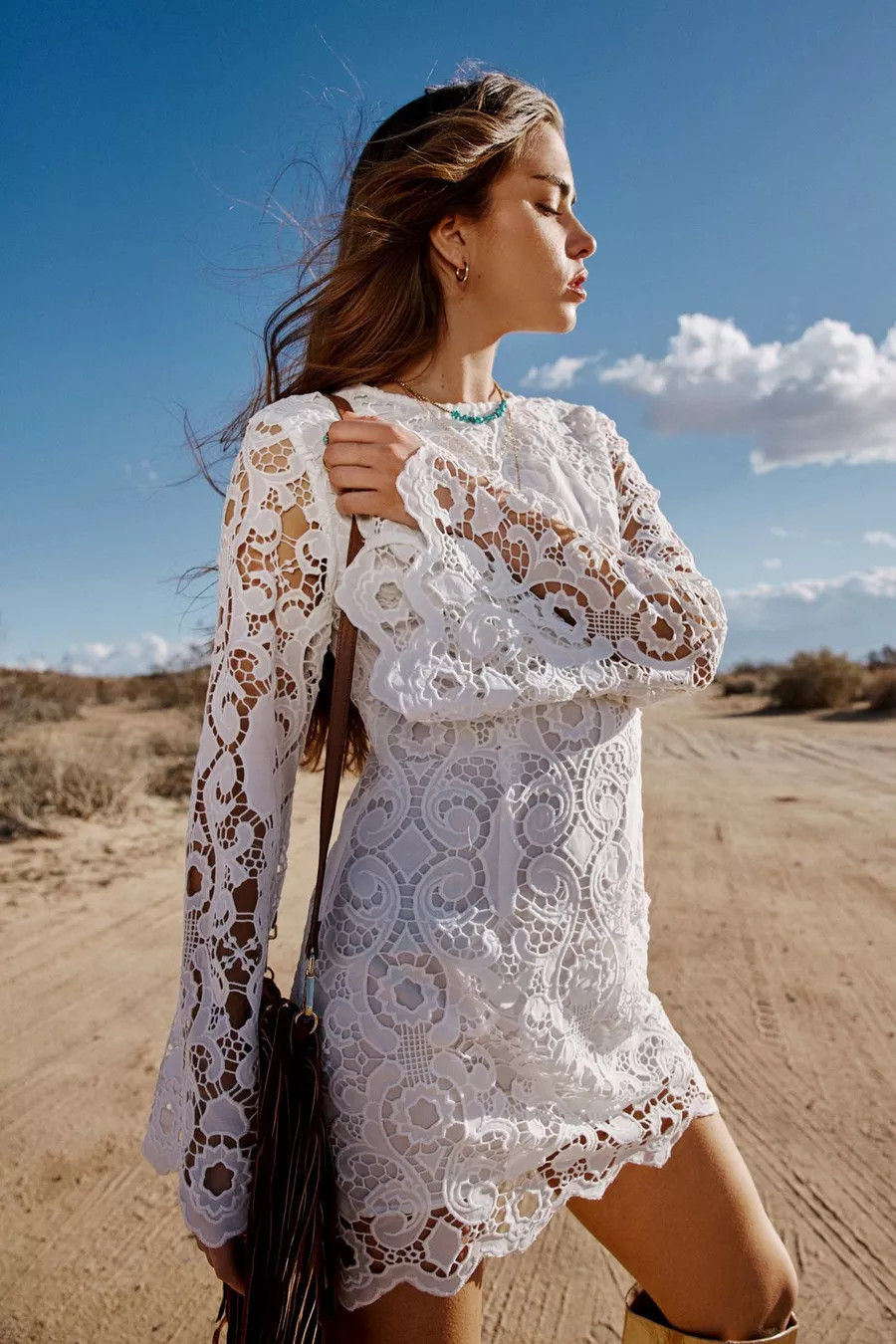 Lace Crew Neck Long Sleeve Mini Dress | Nasty Gal UK (+IE)