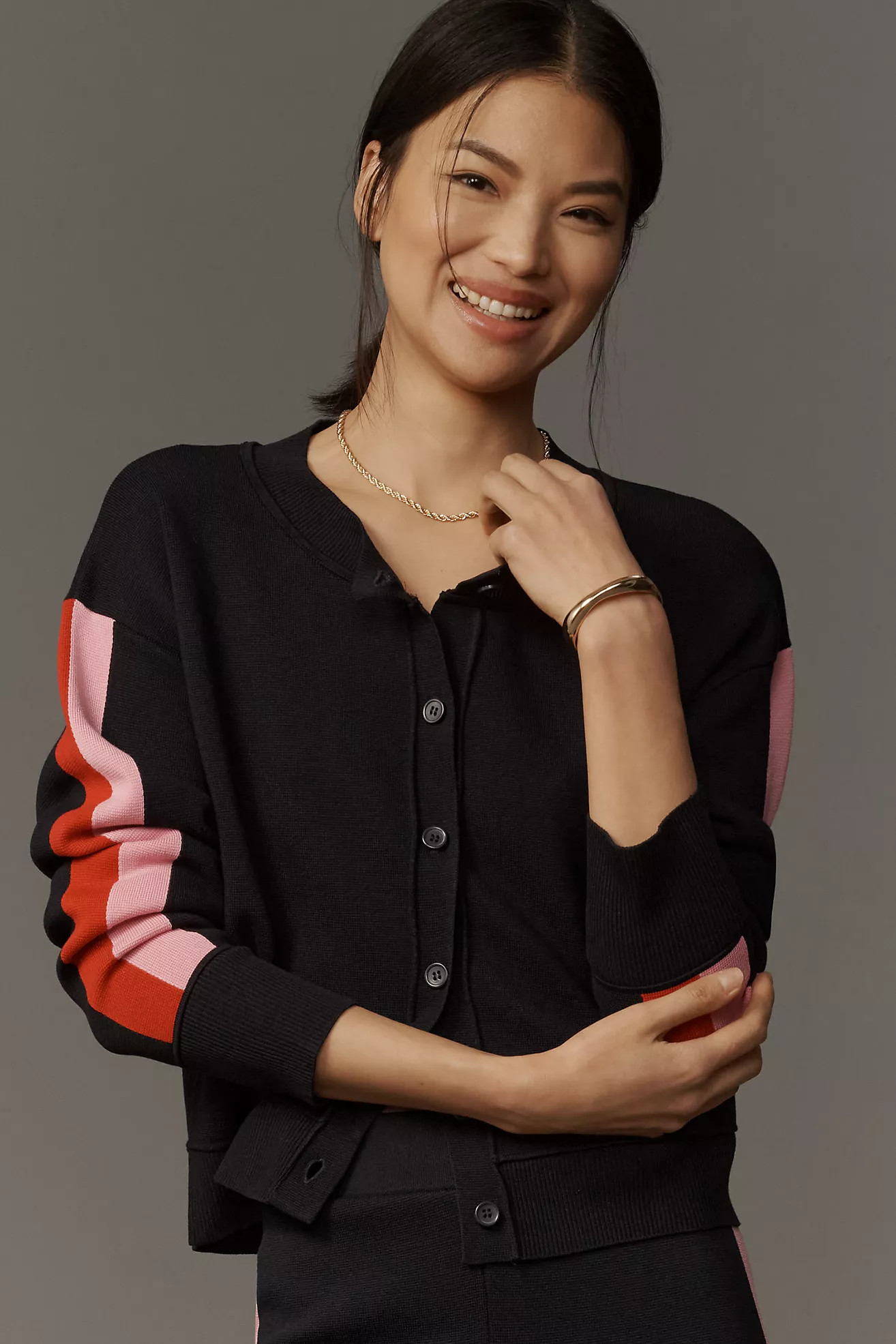 Maeve Side-Stripe Cardigan Sweater | Anthropologie (US)