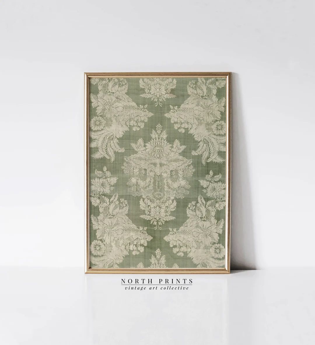 Muted Green Tapestry Wall Art Vintage Textile PRINTABLE Modern Farmhouse Download 1026 - Etsy | Etsy (US)