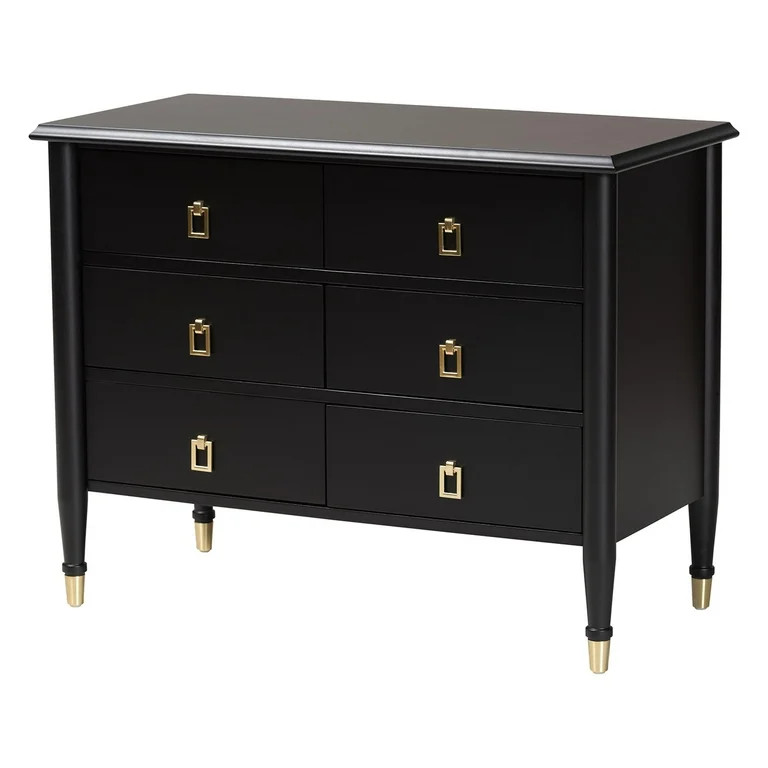 Baxton Studio Tamra Art-Deco Chest, 6-Drawer, Black | Walmart (US)