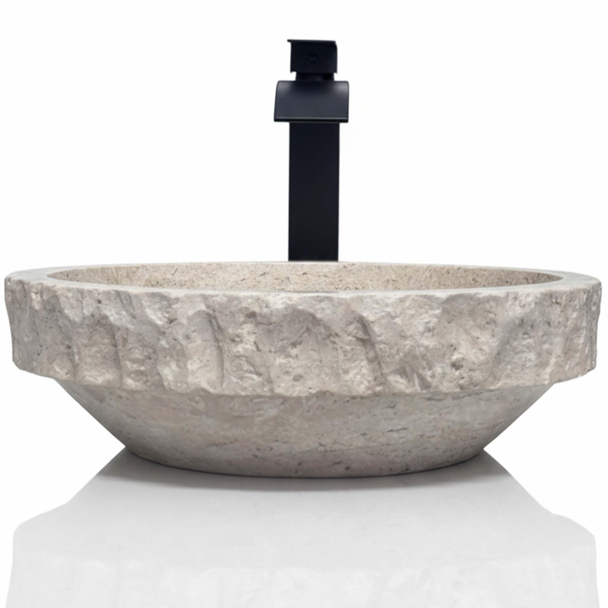 Shades of Nature Travertine Bathroom Sink - Modern Above Counter Bathroom Vessel Sink - Round Sha... | Amazon (US)