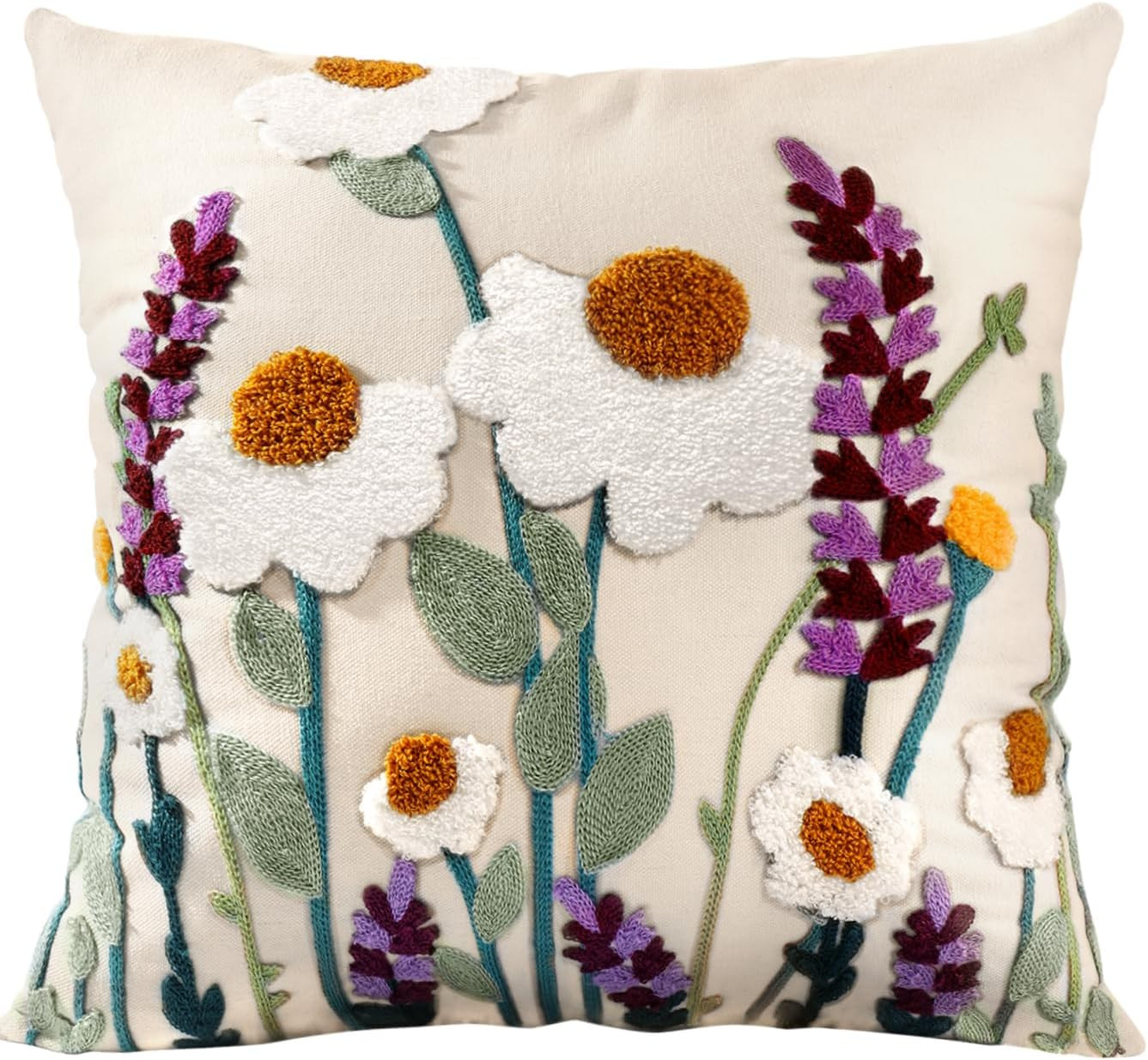 Embroidered Throw Pillow Cover - 20x20 Decorative Pillow Cover with Zipper Aesthetic Cute Design ... | Amazon (US)
