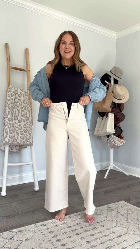 These @targetstyle wide leg pants are going viral and for good reason 👏🏼 they’re so flattering, endlessly versatile and hold everything in.



Target haul, target outfit, spring outfit ideas, wide leg crop pants, target fashion, business casual outfit, over 40 fashion, inclusive sizing, affordable fashion, wide leg jeans 



#LTKxTarget #LTKsalealert #LTKover40