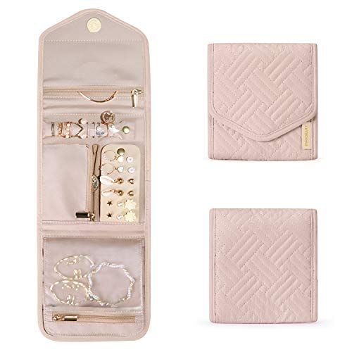 BAGSMART Travel Jewelry Organizer Case Foldable Jewelry Roll for Journey-Rings, Necklaces, Earrings, | Amazon (US)