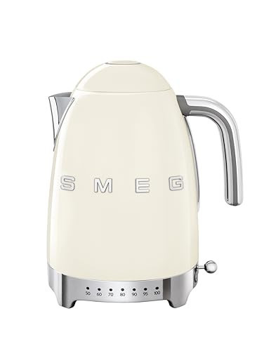 Smeg 50's Retro 7 Cup Stainless Steel Variable Temperature Electric Kettle with 7 Temperature Settings, Led Display, Swivel Base and Keep Warm Function Cream KLF04CRUS | Amazon (US)