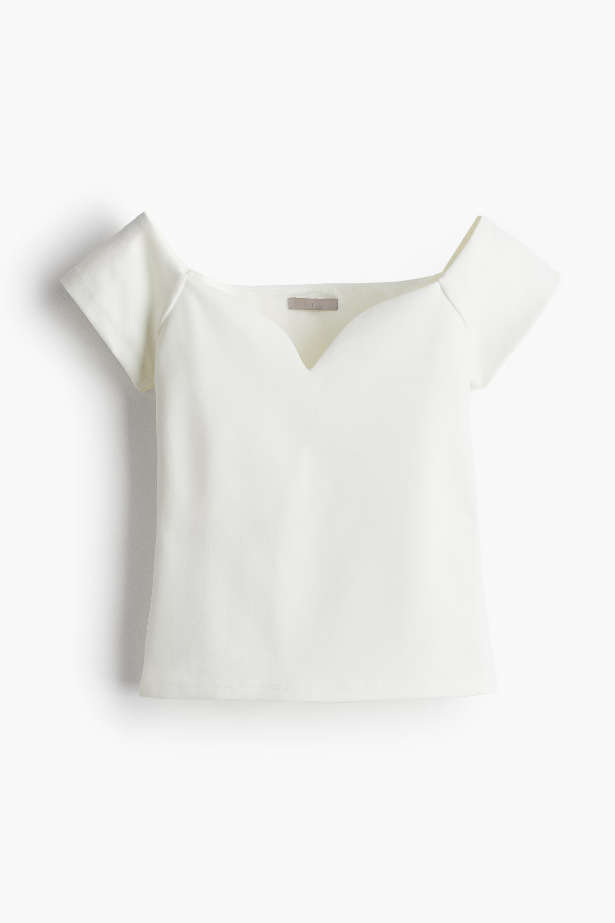 Short off-the-shoulder top - Sweetheart neckline - Short sleeve - White - Ladies | H&M GB | H&M (UK, MY, IN, SG, PH, TW, HK)