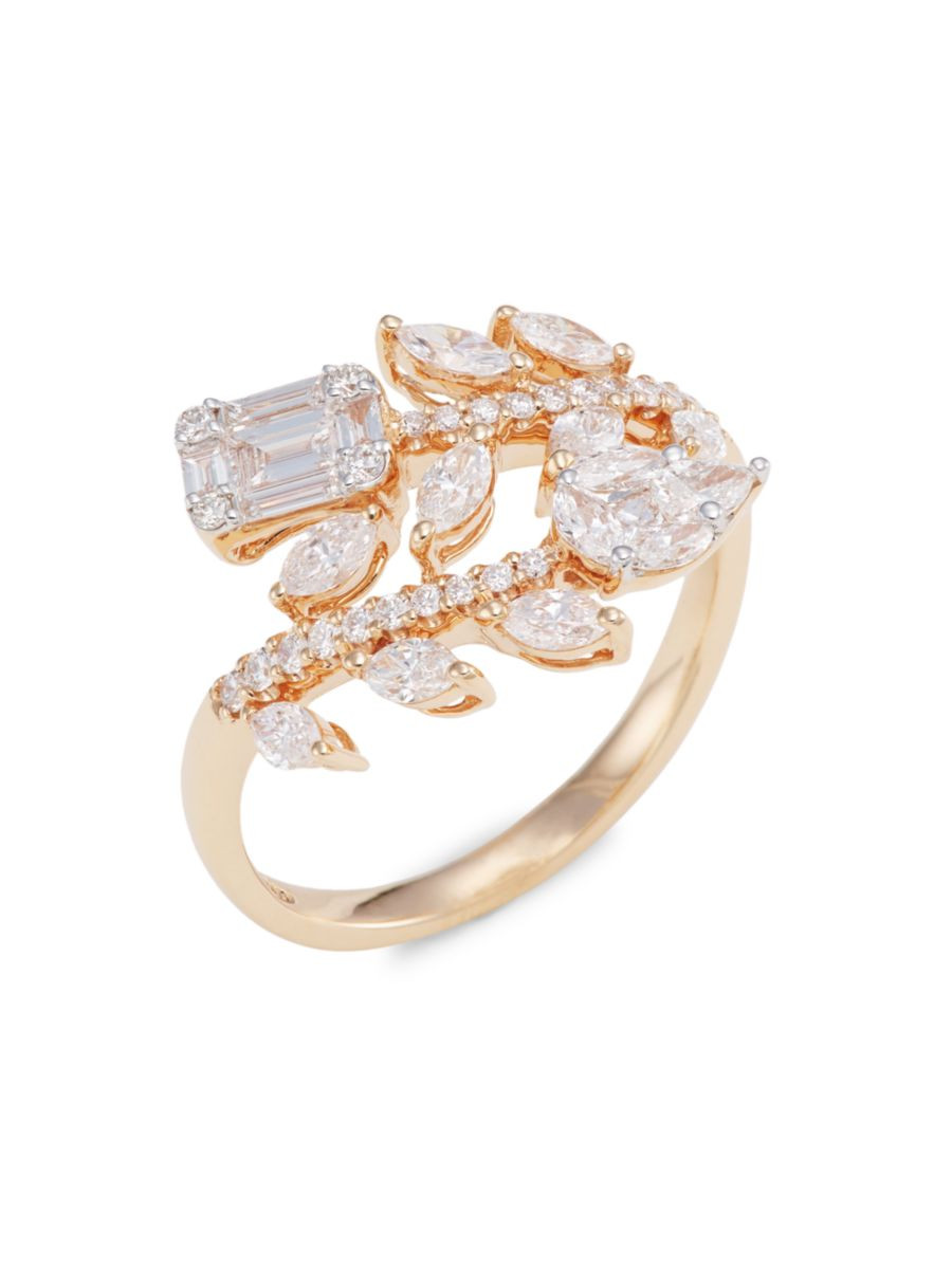 14K Rose Gold & Multi-Cut 1.04 TCW Diamond Vine Ring | Saks Fifth Avenue
