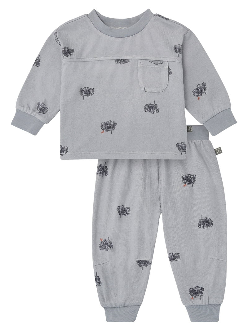Modern Moments by Gerber Baby Boy Hacci Top and Jogger Outfit Set, Sizes 0/3 Months - 24 Months | Walmart (US)