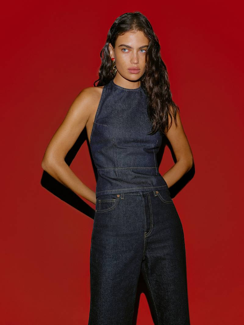 Alexie Denim Halter Top | Reformation (Global)