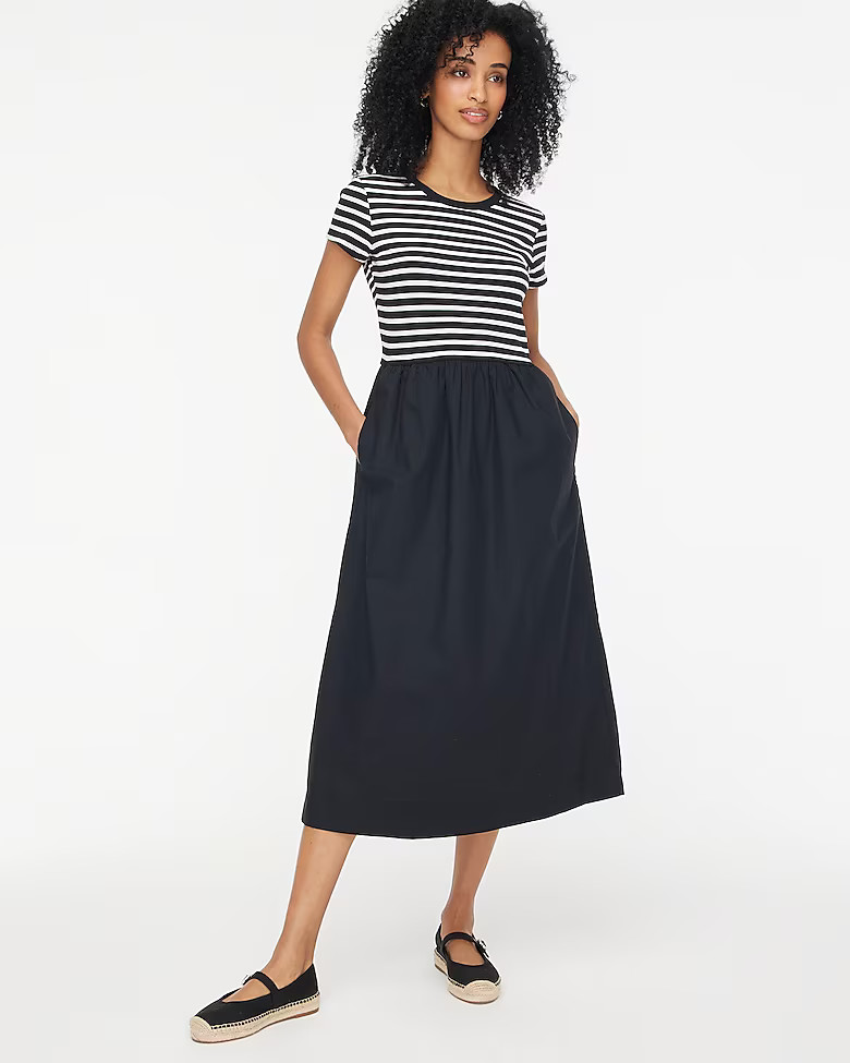 Striped short-sleeve knit mixy dress | J.Crew Factory