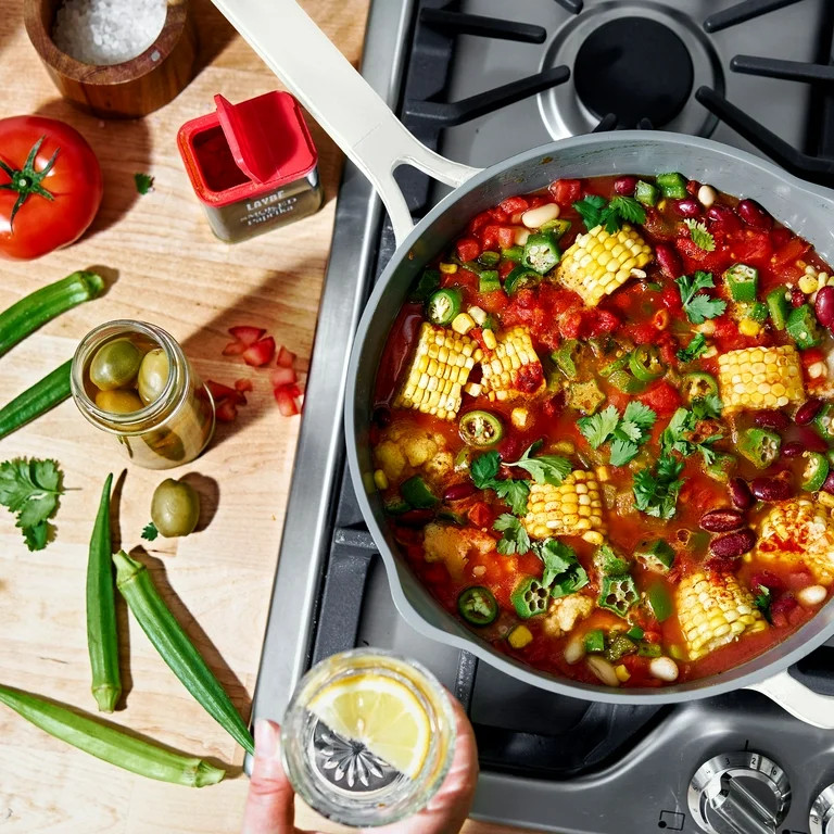 Beautiful All-in-One 4 QT Hero Pan with Steam Insert, 3 Pc Set, White Icing by Drew Barrymore | Walmart (US)