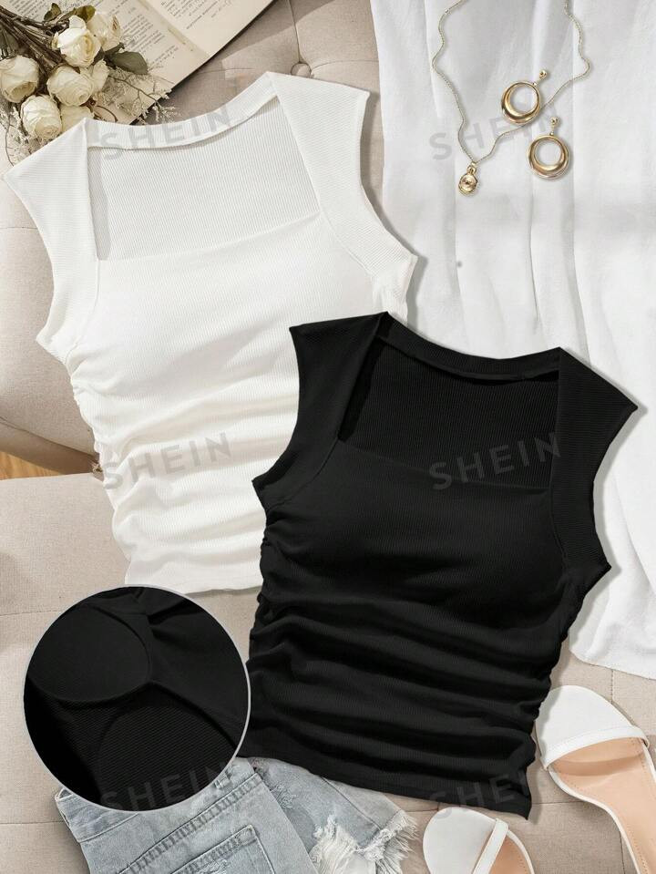 $10.49     
    $12.69
   
  -17%
       SHEIN EZwear 2pcs Bra-Free Padded Slim Fit Women's Camis... | SHEIN