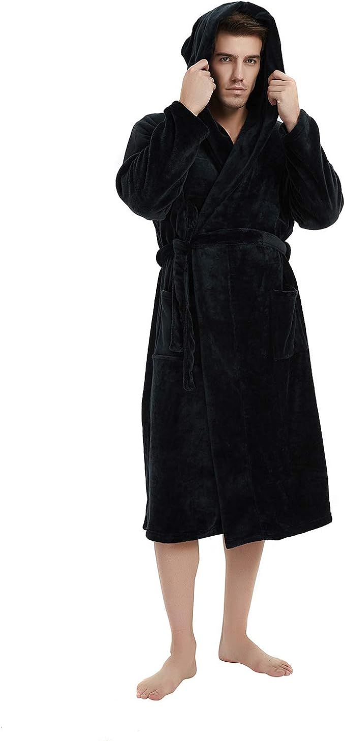 U2SKIIN Mens Hooded Robe, Plush Robes for Men Long Fleece Bathrobe | Amazon (US)