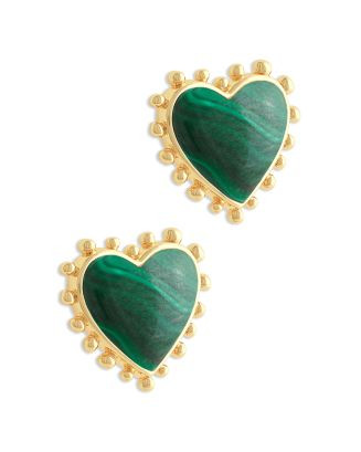 Heart Malachite & 18K Yellow Gold Plated Stud Earrings, 0.5"L | Bloomingdale's (AU)