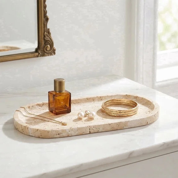 VIXNORYT Marble Vanity Tray, Bathroom Countertop Organizer, Dresser Catchall - Oval, Hand-Polishe... | Walmart (US)