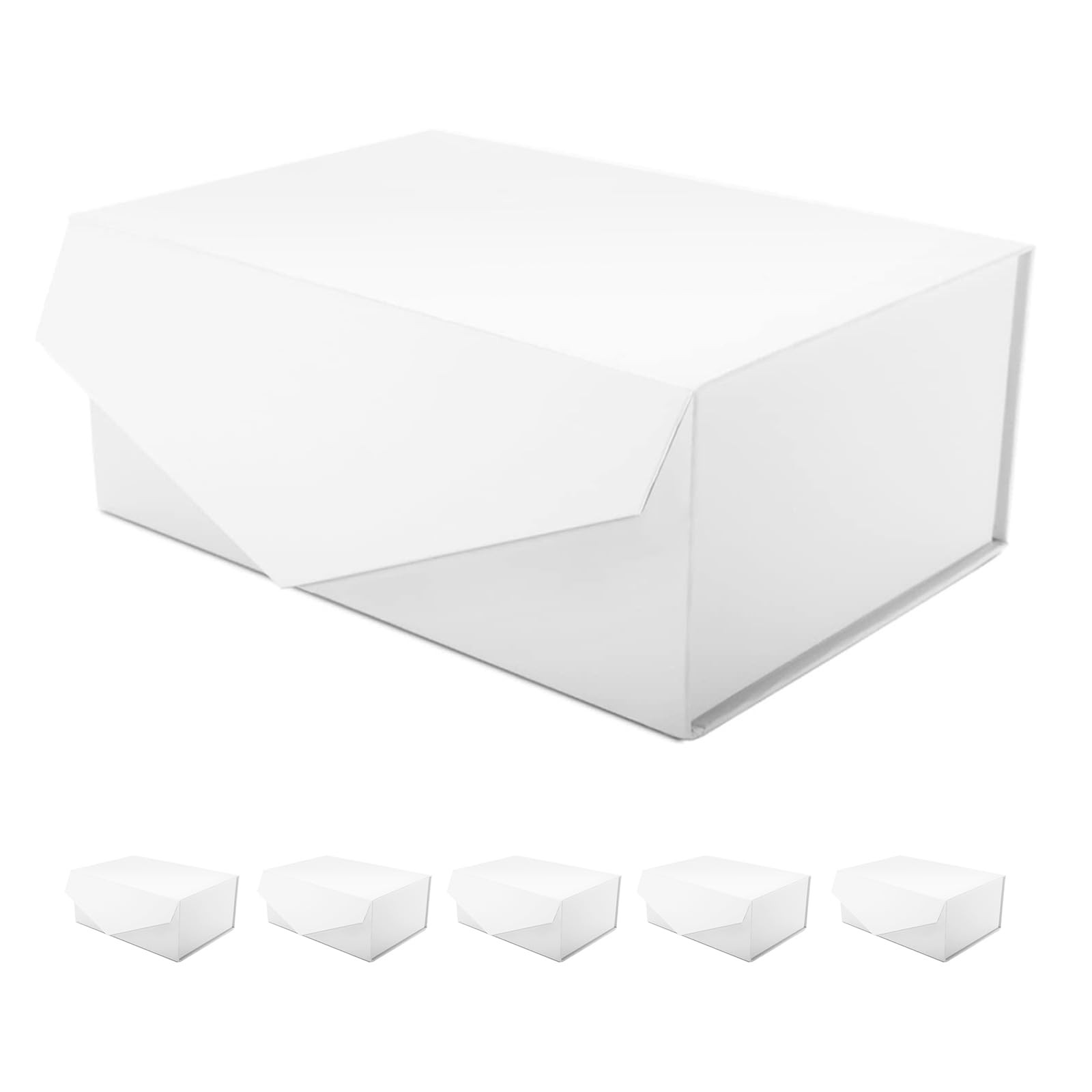 6 White Gift Boxes with Lids for Presents, Magnetic Closure Rectangle Collapsible Gift Boxes, Bri... | Amazon (US)