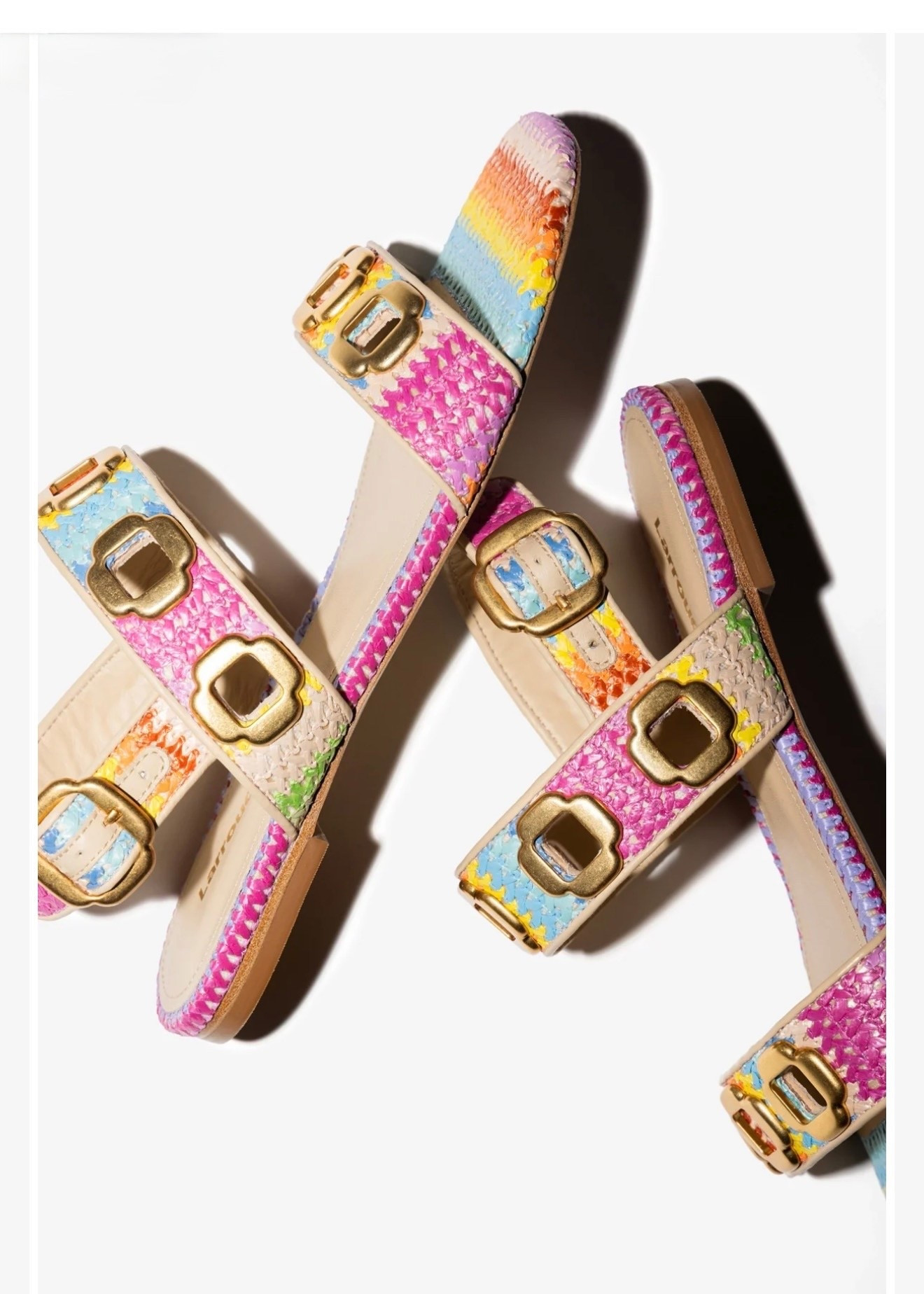 Milan Flat Sandal Rainbow Raffia

Rainbow raffia sandal featuring wide straps embellished with bold gold-tone hardware. The vibrant woven texture is balanced by a flat sole and an adjustable ankle strap for a secure fit, making it a standout choice for warm-weather styling.

#LTKWorkwear #LTKSeasonal #LTKTravel