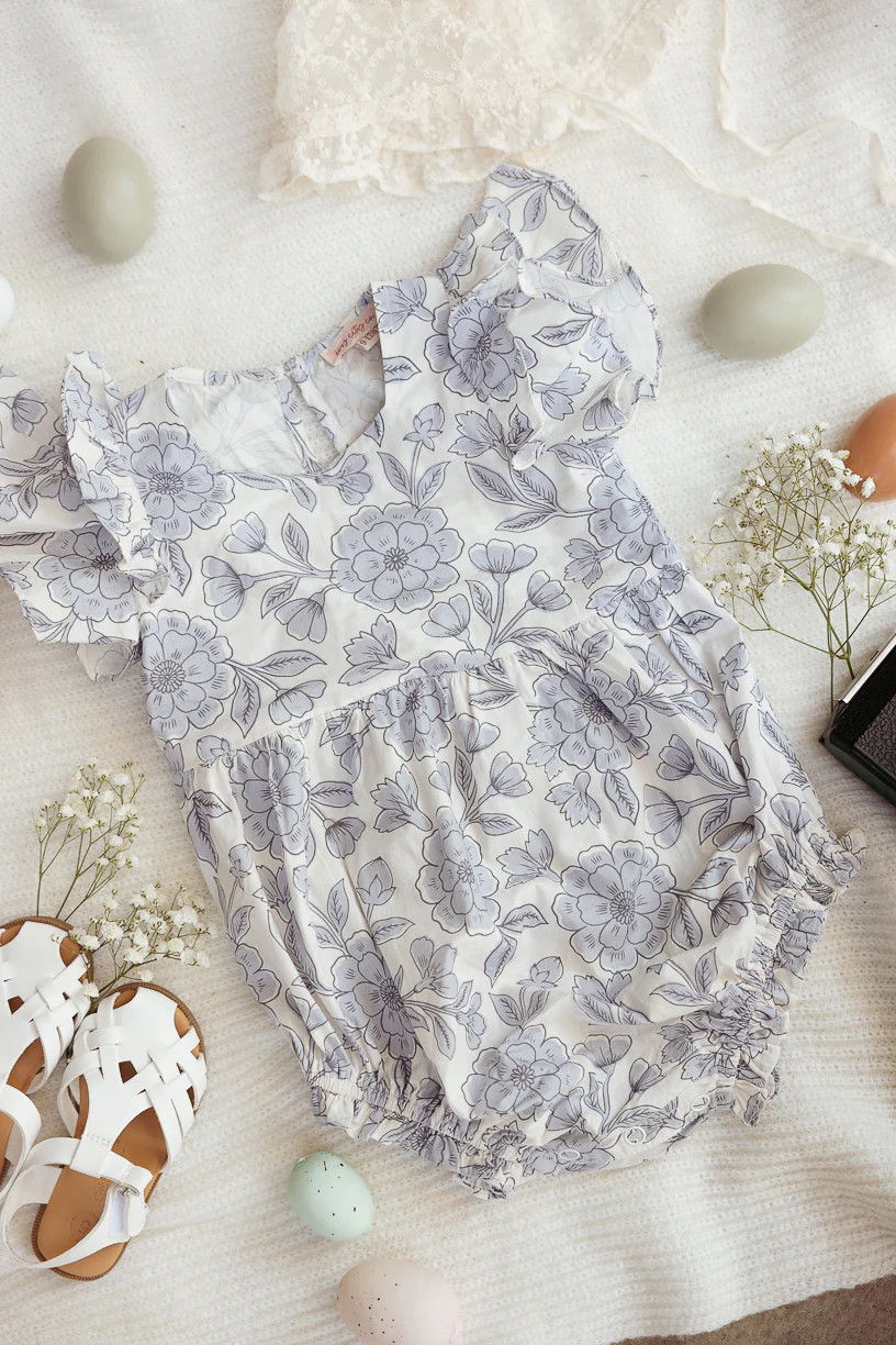 Baby Hattie Romper in Blue Floral | Ivy City Co