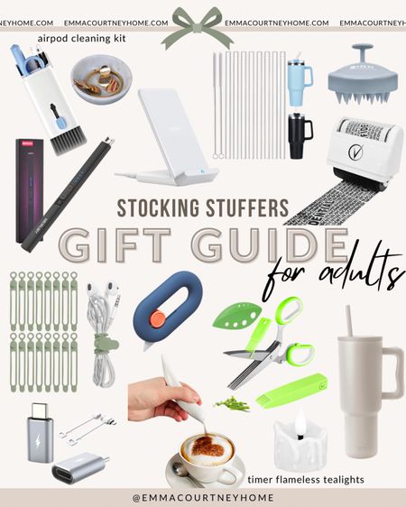 Stocking stuffers that work for any adults including some of my favourites - the rechargeable usb lighter, herb scissors, box cutter/opener, glass straw replacements for the Stanley, wireless charger stand, privacy letter stamp, and head massager 

#LTKGiftGuide #LTKhome #LTKHoliday