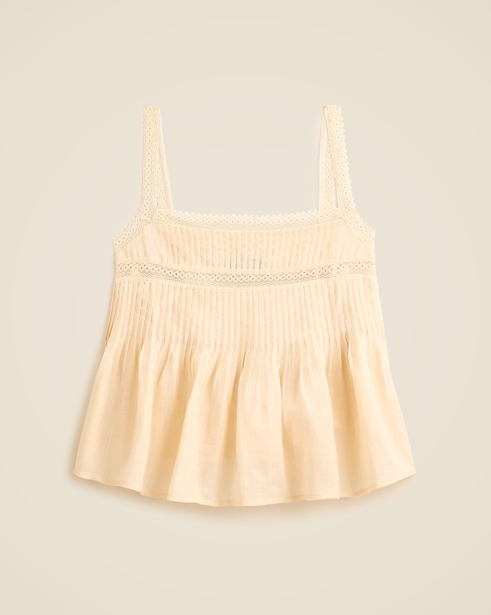 Lace-trim tank top in ramie | J. Crew US