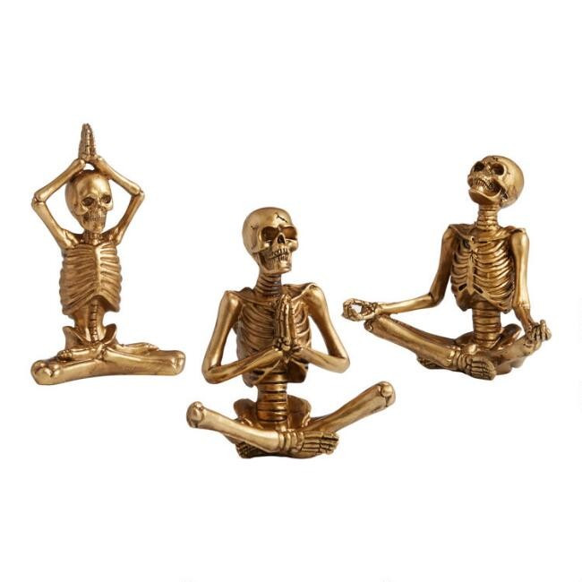 Antique Gold Yoga Skeletons Set of 3 | World Market