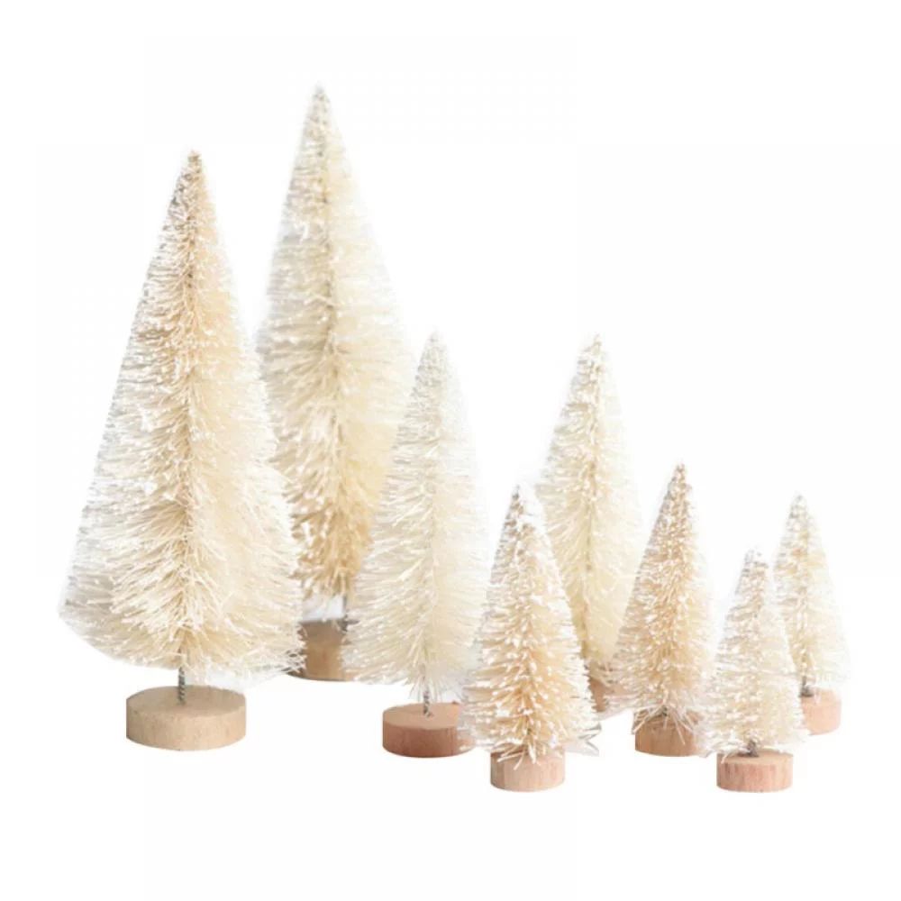 8PCS Artificial Mini Christmas Trees, Trees with Wood Base Bottle Brush Trees for Christmas Table... | Walmart (US)