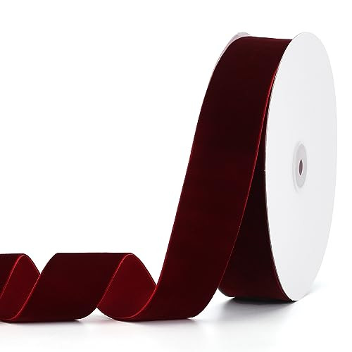 Pieaary Burgundy Velvet Ribbon 1-1/2" x 20Yd,Great for Gift Wrapping,Hair Bows Making, Wreaths,Wedding and Christmas Party Decoration(Burgundy 1-1/2") | Amazon (US)