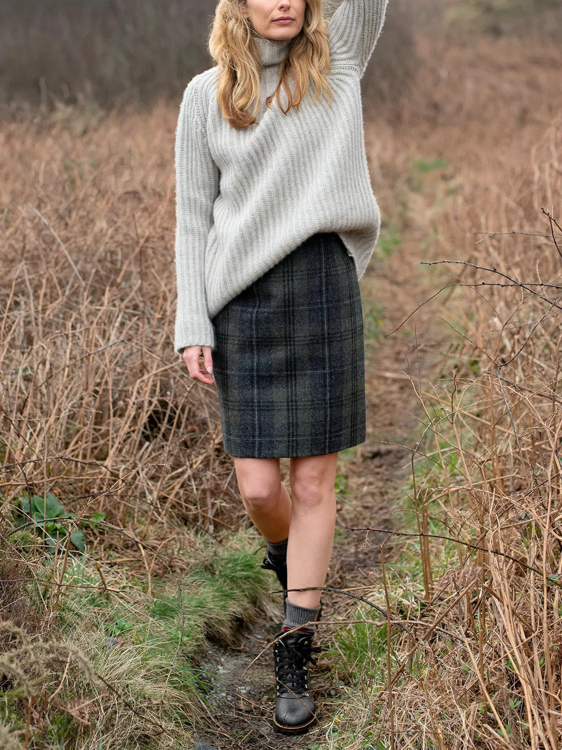 Celtic & Co. Check Wool Pencil Skirt, Cairngorn Heath | John Lewis (UK)