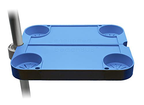BEACHBUB Clip-On Clip-Off Beach Umbrella Tray Table System with 4 Cupholders | Amazon (US)