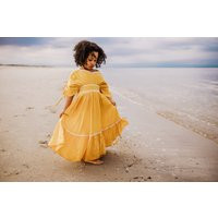 Little Girls Fall Maxi Dress Mustard Yellow Beach Flower Girl Bohemian Junior Bridesmaid With Sleeve | Etsy (US)