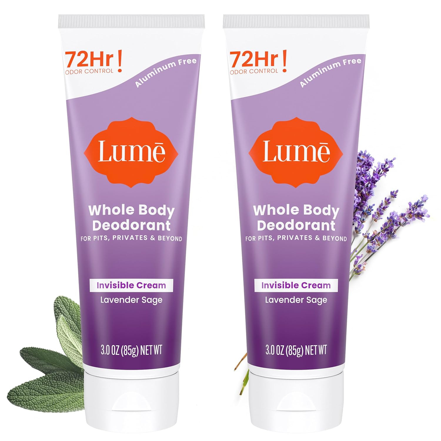 Lume Whole Body Deodorant - Cream Tube - 3 oz, 2 pk (Lavender Sage) | Amazon (US)