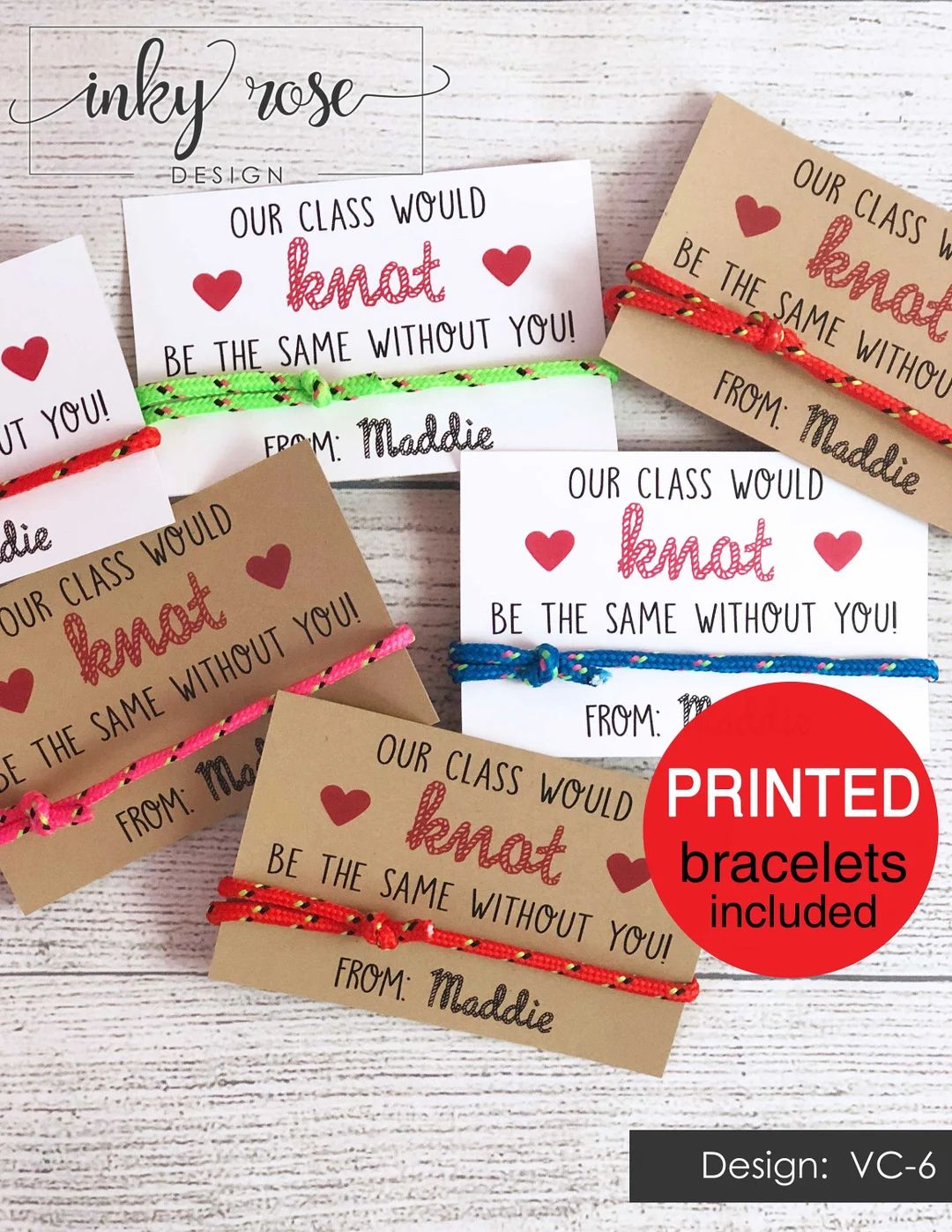 Knot Valentines, PRINTED Friendship Bracelet Valentine's Day Cards for Kids, Teacher Valentine Cl... | Etsy (US)